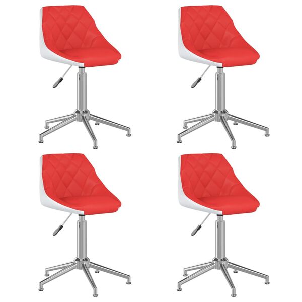 vidaXL Esszimmerst&uuml;hle 4 Stk. Drehbar Rot und Wei&szlig; Kunstleder