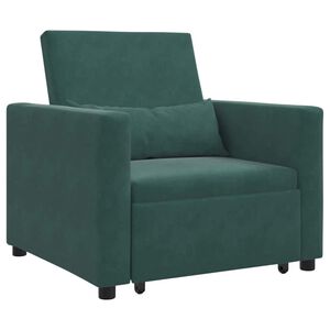 vidaXL Ausziehbare Schlafcouch Einzel mit R&auml;dern Dunkelgr&uuml;n Samt