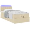 vidaXL Ottomane Bett mit Matratze & LEDs Creme 90x200 cm Stoff