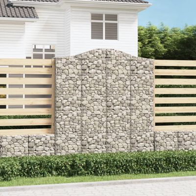 vidaXL Gabionen mit Hochbogen 7 Stk. 200x50x220/240cm Verzinktes Eisen