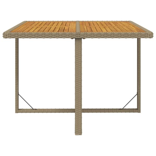 vidaXL Gartentisch Beige 109x107x74 cm Poly Rattan & Massivholz Akazie