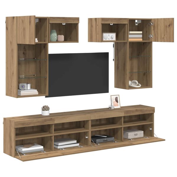 vidaXL TV-Wandger&auml;te 6 pcs Altholz 100 x 30 x 40 cm Holzwerkstoff