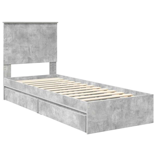 vidaXL Aufbewahrungsbett Beton Grau 75 x 190 cm Holzwerkstoff