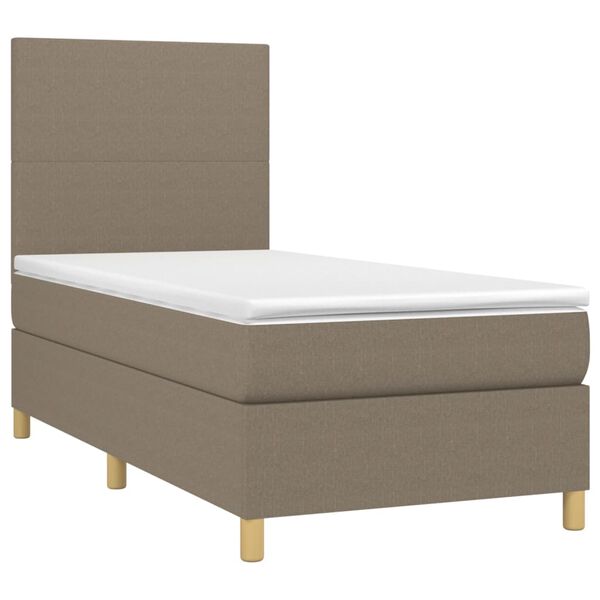 vidaXL Boxspringbett mit Matratze & LED Taupe 90x200 cm Stoff