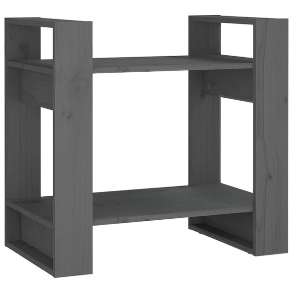 vidaXL B&uuml;cherregal/Raumteiler Grau 60x35x57 cm Massivholz Kiefer