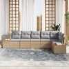 vidaXL Garten-Sofa-Set mit Kissen 6 pcs Beige und Hellgrau Poly Rattan