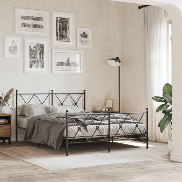 vidaXL Kopfteil Metall Schwarz 140 cm