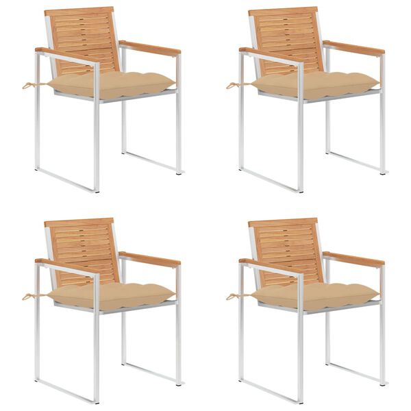 vidaXL Gartenst&uuml;hle 4 Stk. mit Kissen Massivholz Teak