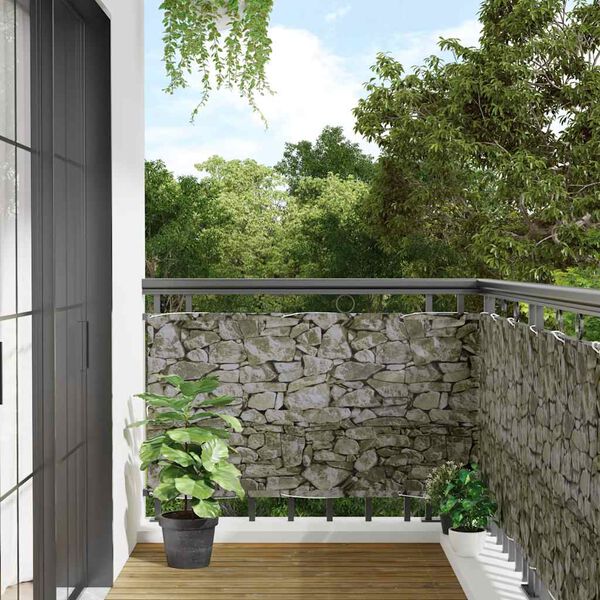 vidaXL Balkon-Sichtschutz Steinoptik 400x75 cm PVC