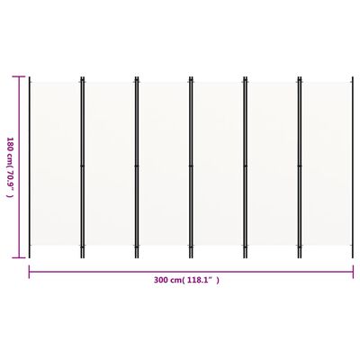 vidaXL 6-tlg. Raumteiler Weiß 300x180 cm