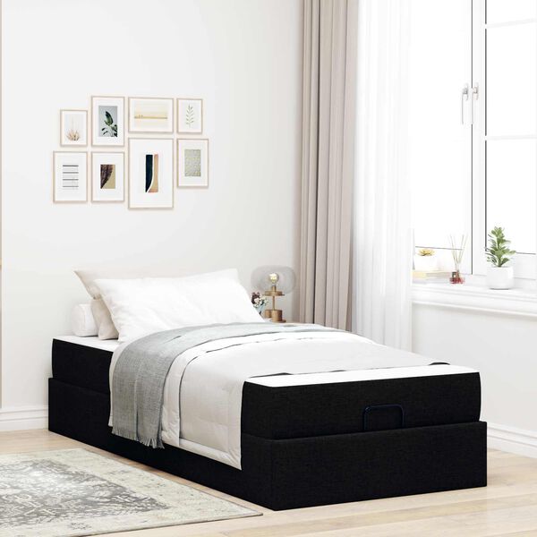 vidaXL Bettgestell mit Matratze mit Matratze 2 pcs Schwarz Stoff