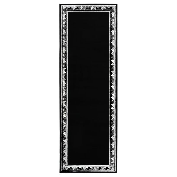 vidaXL Teppichl&auml;ufer BCF Schwarz mit Motiv 80x200 cm