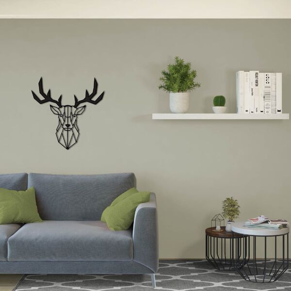 Homemania Wanddekoration Hirsch 51x51 cm Stahl Schwarz