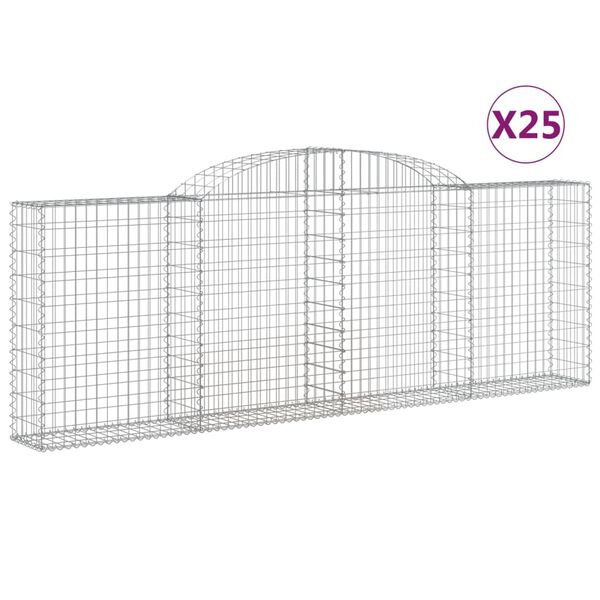 vidaXL Gabionen mit Hochbogen 25 Stk 300x30x100/120cm Verzinktes Eisen