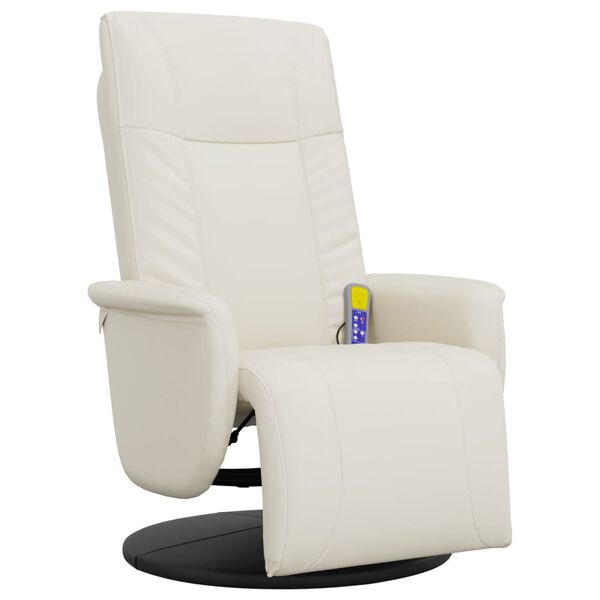 vidaXL Massagesessel mit Fu&szlig;teil Creme Kunstleder
