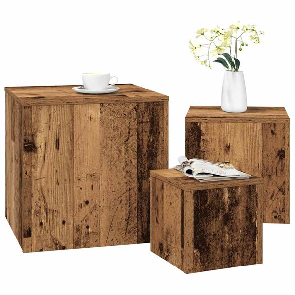 vidaXL Beistelltische 3 Stk. Artisan-Eiche Holzwerkstoff