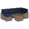 vidaXL Gartensofa-set 7 Stk. Grau und Marineblau Poly-Rattan