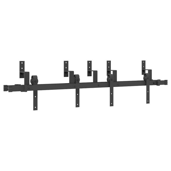 vidaXL Schiebet&uuml;rbeschlag-Set 152,5 cm Stahl Schwarz