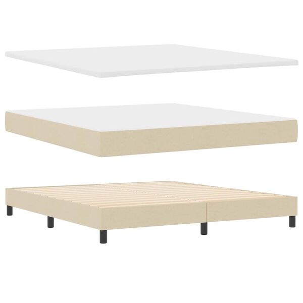 vidaXL Boxspringbett mit Matratze Creme 200 x 180 cm Polyester