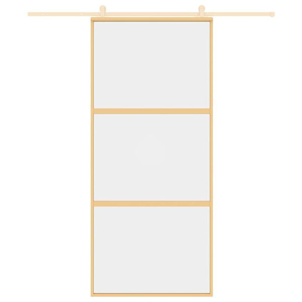 vidaXL Schiebetür Golden 90x205 cm ESG-Klarglas und Aluminium