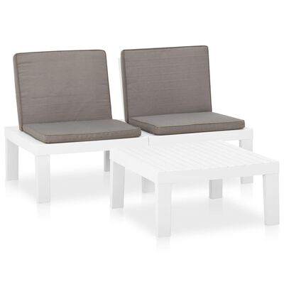 vidaXL 2-tlg. Garten-Lounge-Set mit Auflagen Kunststoff Weiß