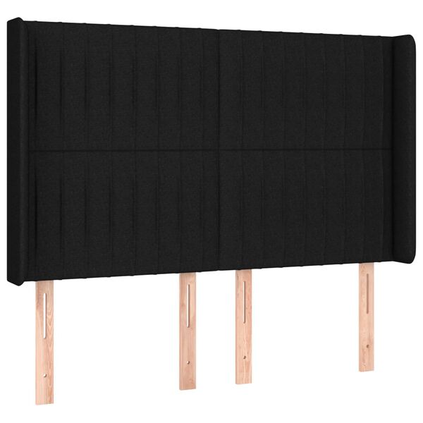 vidaXL LED Kopfteil Schwarz 147x16x118/128 cm Stoff