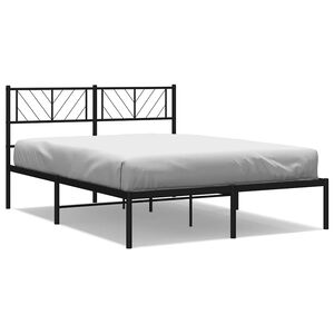 vidaXL Bettgestell mit Kopfteil Metall Schwarz 150x200 cm