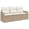 vidaXL Gartensofa-set mit Kissen 3 pcs Beige Poly-Rattan