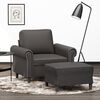 vidaXL Sessel mit Hocker Grau 60 cm Kunstleder
