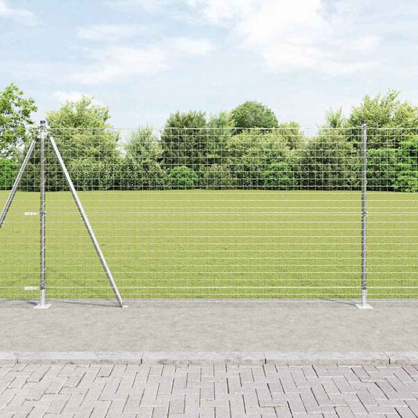 vidaXL Zaunpfosten 7 pcs Silber Stahl