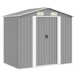 vidaXL Gartenschuppen Grau Metall 204 x 132 x 186 cm