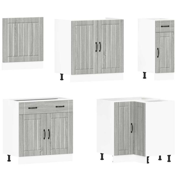 vidaXL 11-tlg. K&uuml;chenschrank-Set Lucca Grau Sonoma Holzwerkstoff