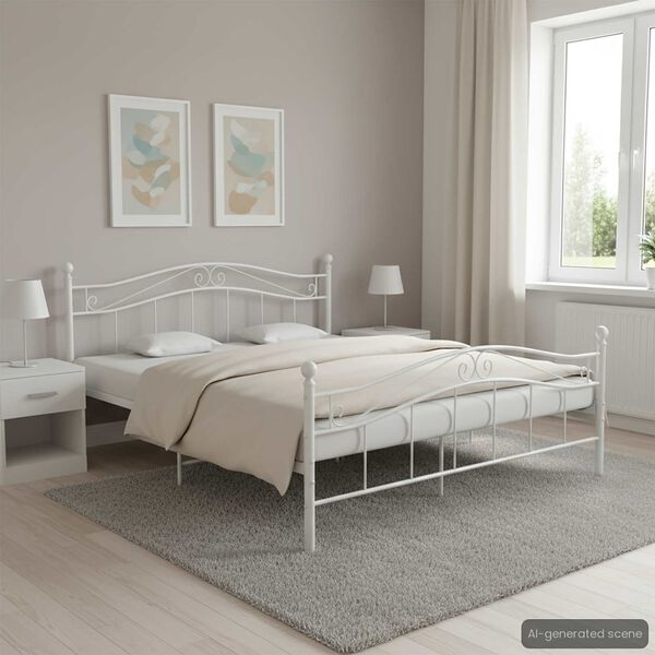 vidaXL Bett Wei&szlig; Metall 200x200 cm