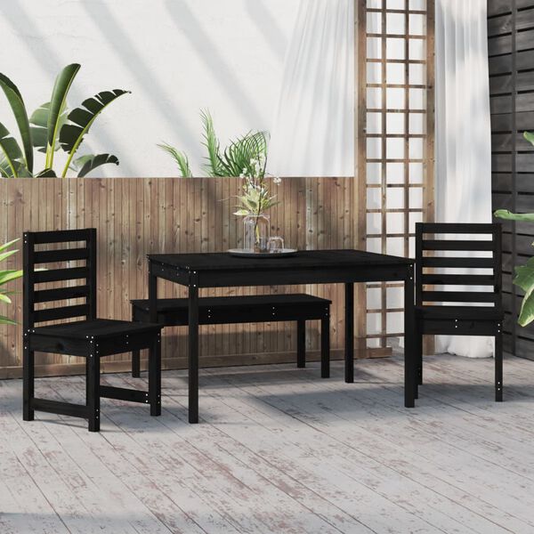 vidaXL 4-tlg. Garten-Essgruppe Schwarz Massivholz Kiefer