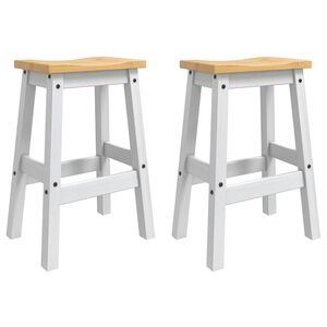 vidaXL Barhocker 2 stk. Wei&szlig; und Honigwachs 44 x 30 x 63 cm