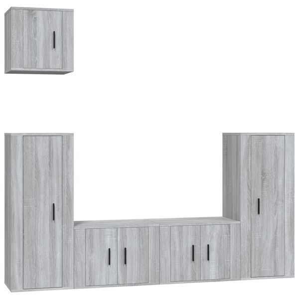 vidaXL 5-tlg. TV-Schrank-Set Grau Sonoma Holzwerkstoff