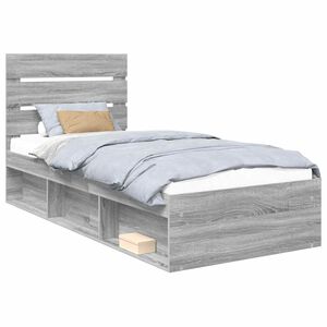 vidaXL Bettrahmen Graues Sonoma 90 x 200 cm Massives Kiefernholz