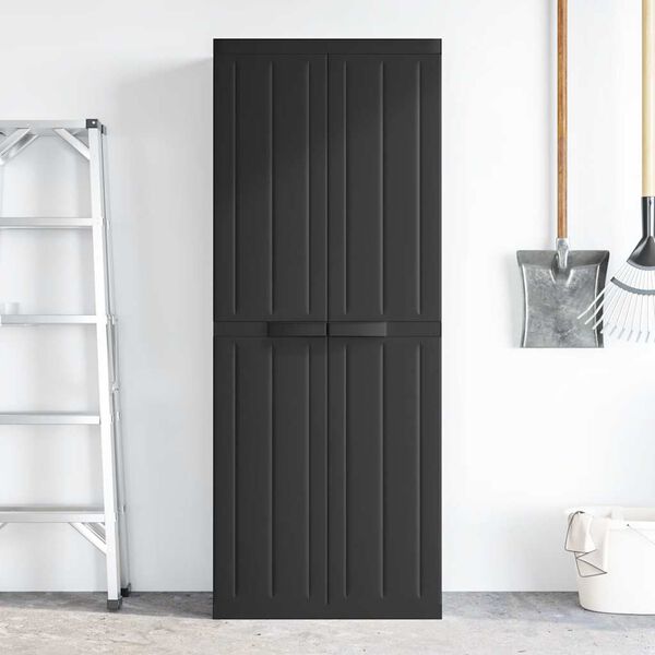 vidaXL Gartenschrank Schwarz 65x37x165 cm PP