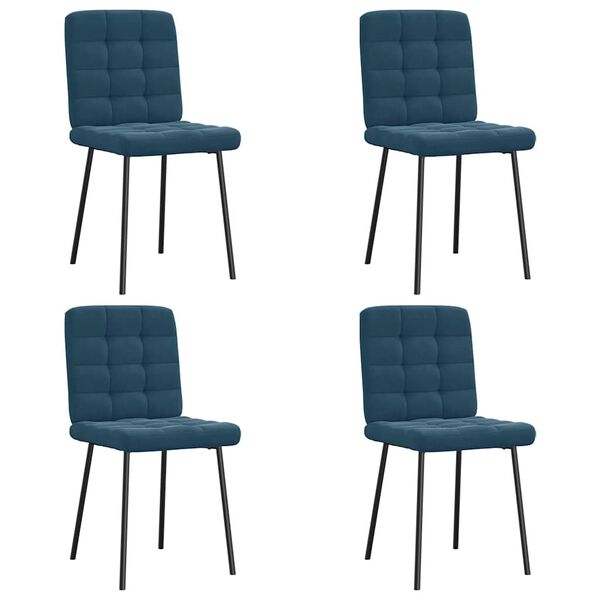 vidaXL Esszimmerst&uuml;hle 4 Stk. Blau Samt