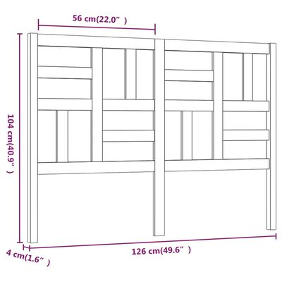 vidaXL Kopfteil Grau 126x4x104 cm Massivholz Kiefer