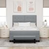 vidaXL Boxspringbett mit Matratze Hellgrau 140 x 200 cm Stoff