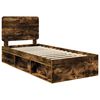 vidaXL Bettrahmen Ger&auml;ucherte Eiche 90 x 190 cm Massives Kiefernholz