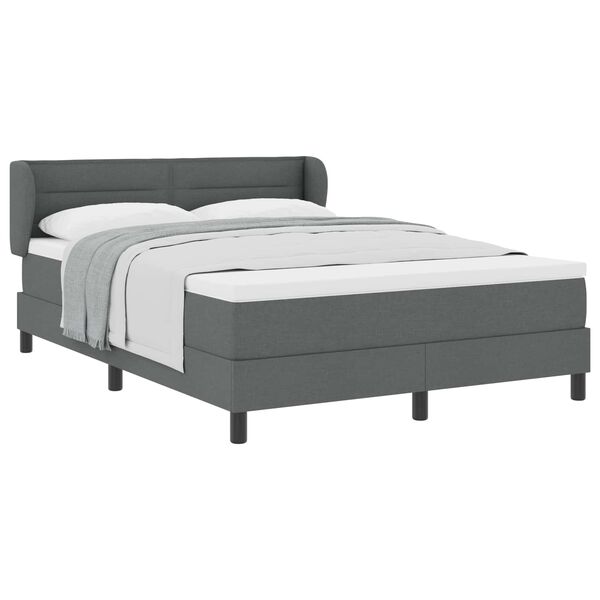 vidaXL Boxspringbett mit Matratze Dunkelgrau 140 x 200 cm Stoff