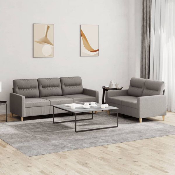 vidaXL 2-tlg. Sofagarnitur mit Kissen Taupe Stoff
