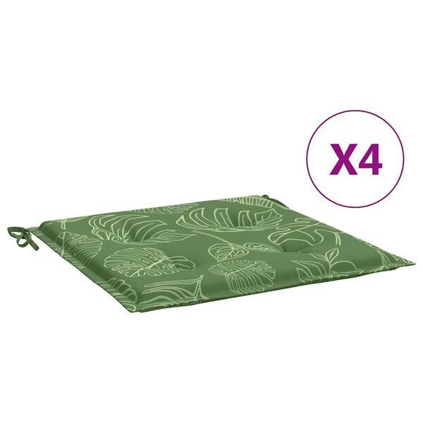 vidaXL Stuhlkissen 4 Stk. Blattmuster 40x40x4 cm Stoff