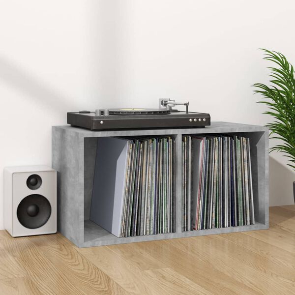 vidaXL Schallplatten-Aufbewahrungsbox Betongrau 71x34x36 cm