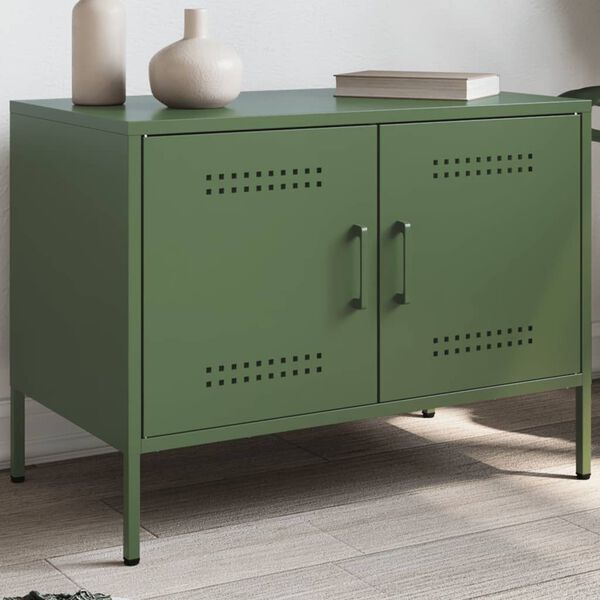 vidaXL TV-Schrank Olivgr&uuml;n 68x39x50,5 cm Stahl
