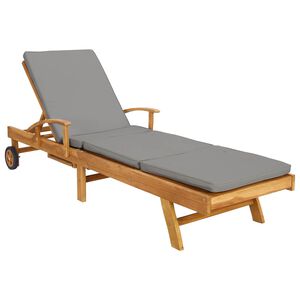 vidaXL Sonnenliege mit Kissen 100% Polyester mit solidem Teak