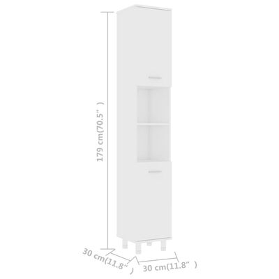 vidaXL Badezimmerschrank Weiß 30x30x179 cm Holzwerkstoff