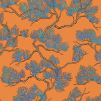 DUTCH WALLCOVERINGS Tapete Kiefer-Motiv Blau und Orange